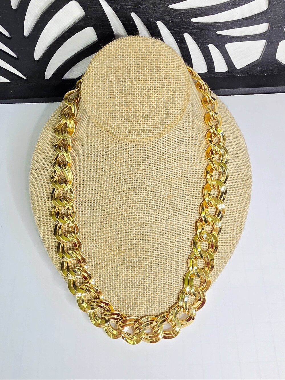 Monet Vintage Double Curb  Gold Tone Link Necklace